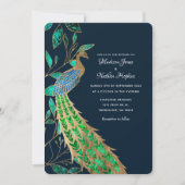 Invitation Élégant Mariage de paon à bijoux (Devant)