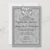 Invitation Élégant Mariage de Parties scintillant argent et é (Devant)