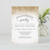 Invitation Elegant Mariage de Parties scintillant d'or (Debout devant)