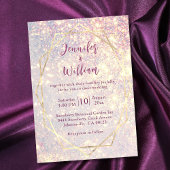 Invitation Élégant Mariage de Parties scintillant pourpre