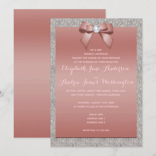 Invitation Élégant Mariage de Parties scintillant Rose Gold &