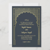 Invitation Élégant Mariage de passerelle indienne gris ardois (Devant)