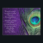Invitation Élégant Mariage de Peacock violet<br><div class="desc">Pour chaque mariée et mariée qui planifie un mariage à thème paon, utiliser ces élégantes invitations de mariage paon pour invitation de vos amis et de votre famille à votre mariage est parfait. Ce dessin en plumes de paon sur vos invitations personnalisées ajoutera une touche spéciale à cette photographie vibrante...</div>