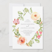 Invitation Élégant Mariage de pêche au diamant floral de prin (Devant)