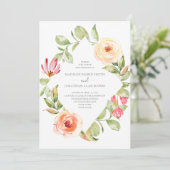 Invitation Élégant Mariage de pêche au diamant floral de prin (Debout devant)