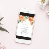 Invitation Elégant Mariage de pêche florale aquarelle