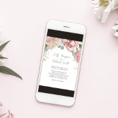 Invitation Elégant Mariage de pêche florale aquarelle