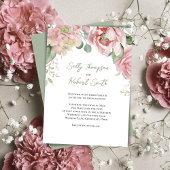 Invitation Elégant Mariage de pêche florale aquarelle