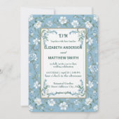 Invitation Elégant mariage de photo Biue & White Overlay (Devant)