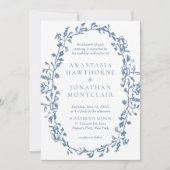 Invitation Élégant Mariage de photo couleur bleue victorienne (Devant)