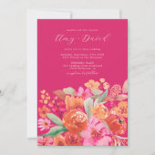 Invitation Élégant mariage de photo floral en terre cuite de (Devant)