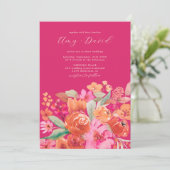 Invitation Élégant mariage de photo floral en terre cuite de (Debout devant)