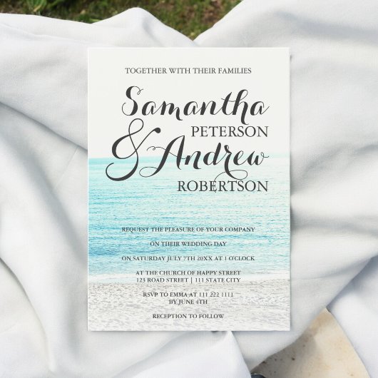 Invitation Elégant mariage de photographie de plage tropicale