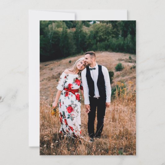 Invitation Élégant Mariage de photos botaniques en or foncé (Dos)