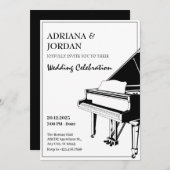 Invitation Élégant mariage de piano (Devant / Derrière)