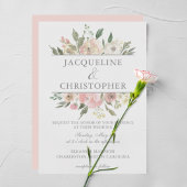 Invitation Élégant Mariage de pivoine rose rose flou de print