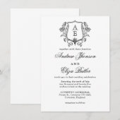 Invitation Élégant Mariage de poitrine de feuille de monogram (Devant / Derrière)