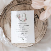 Invitation Élégant Mariage de poitrine de Monogramme Rose Pus