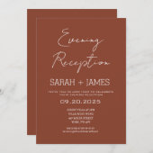 Invitation Élégant Mariage de réception en terre cuite (Devant / Derrière)