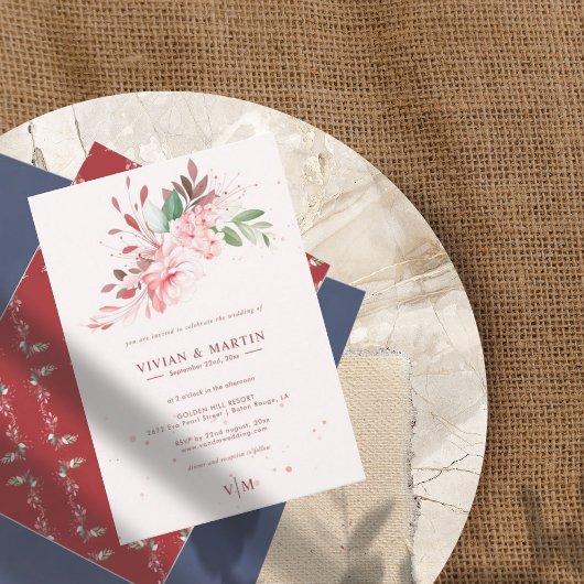 Invitation Élégant Mariage de rêve rose Sakura sans faute