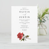 Invitation Élégant Mariage de Rose rouge (Debout devant)