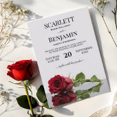 Invitation Élégant Mariage de Rose rouge Crimson à longue tig