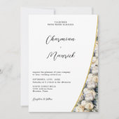 Invitation Elégant Mariage de Roses Blanches tout en un (Devant)