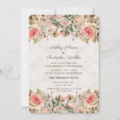 Invitation Élégant Mariage de roses roses Vintages (Devant)