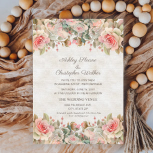 Invitation Élégant Mariage de roses roses Vintages