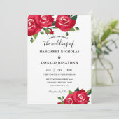 Invitation Élégant Mariage de Roses rouges (Debout devant)