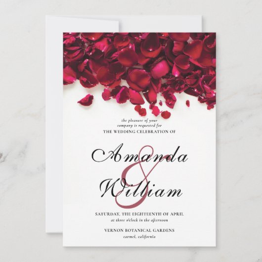 Invitation Élégant Mariage de Roses rouges (Devant)