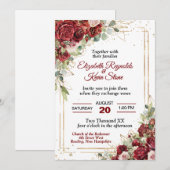 Invitation Élégant Mariage de Roses rouges (Devant / Derrière)