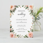 Invitation Élégant Mariage de script avec bordure florale (Debout devant)