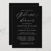 Invitation Élégant Mariage de script blanc Dîner de répétitio (Devant / Derrière)