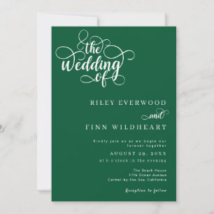Invitation Élégant Mariage de script blanc et vert Sage
