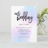 Invitation Elégant Mariage de script bleu/Lilac (Debout devant)