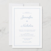 Invitation Élégant Mariage de script bleu poudré moderne (Devant)