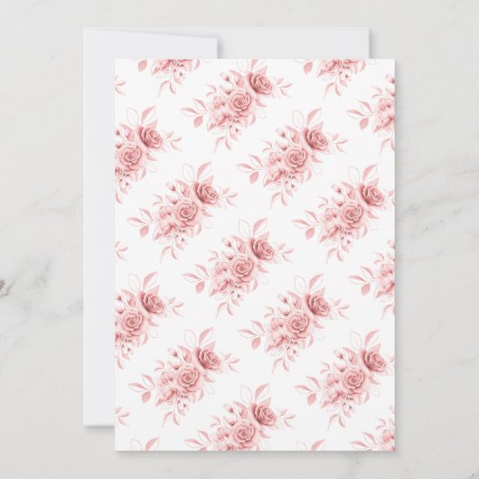 Invitation Élégant Mariage de script Blush Rose or Floral (Dos)