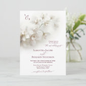 Invitation Elégant Mariage de script bordeaux Orchidées Blanc (Debout devant)