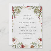 Invitation Elégant Mariage de script botanique d'hiver (Devant)