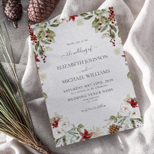 Invitation Elégant Mariage de script botanique d'hiver