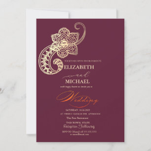 Invitation Élégant Mariage de script chic or Paisley