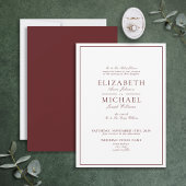 Invitation Élégant Mariage de script classique de Bourgogne
