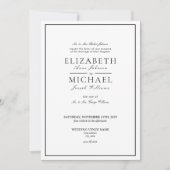Invitation Élégant Mariage de script classique noir et blanc (Devant)
