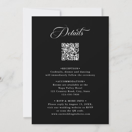 Invitation Élégant Mariage de script classique tout en un noi (Dos)