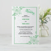 Invitation Élégant Mariage de script classique vert et gris (Debout devant)