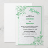 Invitation Élégant Mariage de script classique vert et gris (Devant / Derrière)