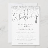 Invitation Elégant Mariage de script de bordure Parties scint (Devant)