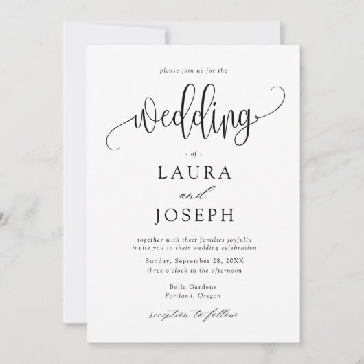 Invitation Élégant Mariage de script de calligraphie classiqu (Devant)