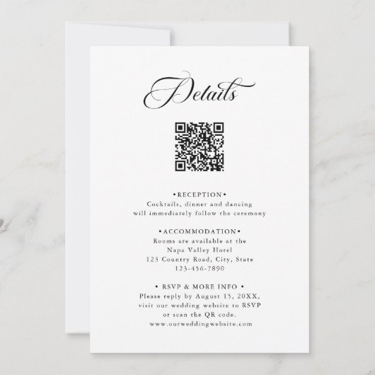 Invitation Élégant Mariage de script de charme tout en un (Dos)
